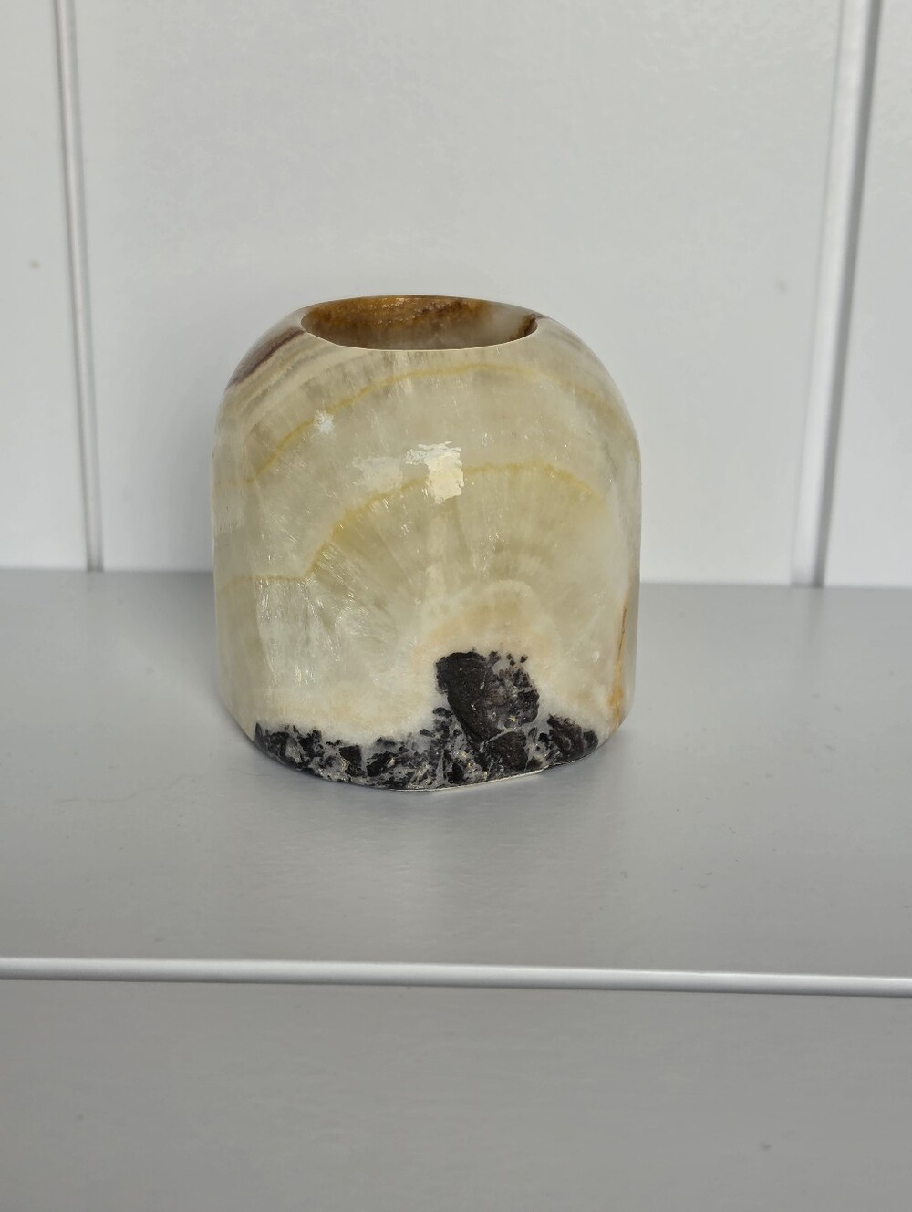 CRYSTAL CANDLE HOLDER | Natural Earth Crystal Carved Candle Holder Onyx Freeform